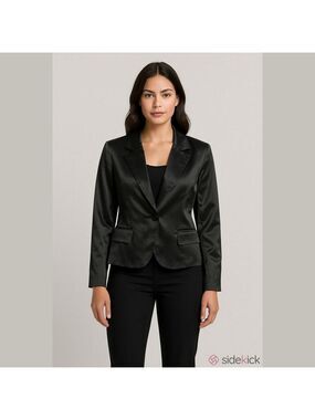 Studio JPR Black Satin Blazer Single Button Jacket XL